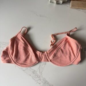 Lspace Women's Pink Ribbed Bikini top